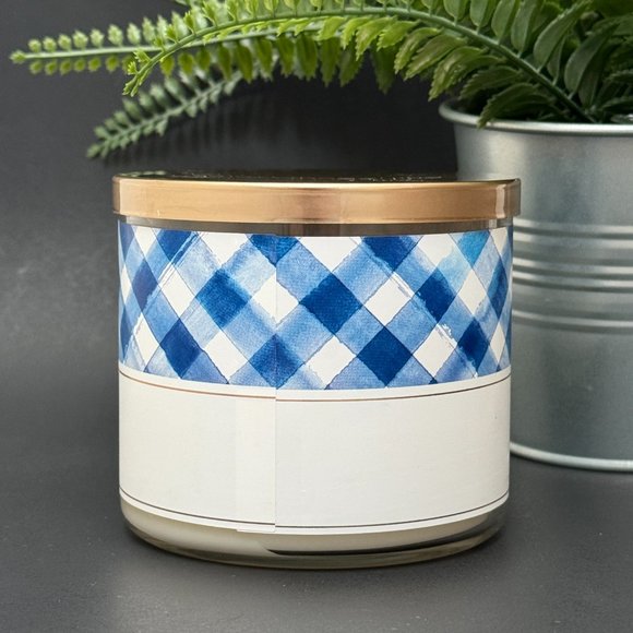 BBW Gingham Bath & Body Works 3 Wick Candle - Picture 2 of 10